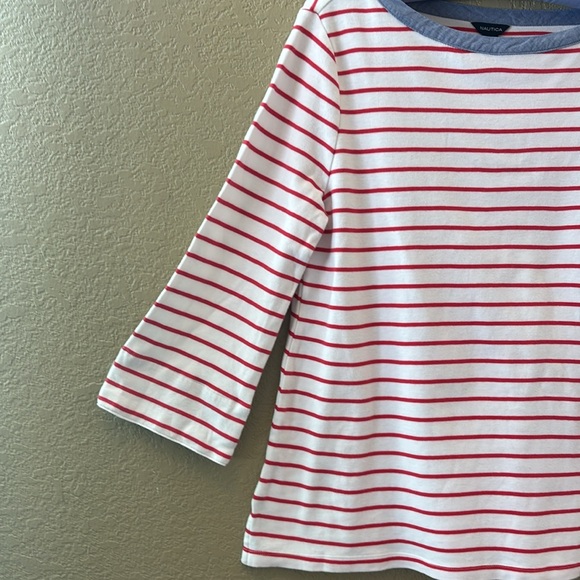 NAUTICA Striped, Three Quarters Sleeve Top, Excellent Condition! Sz XL, Cute! - Picture 3 of 4